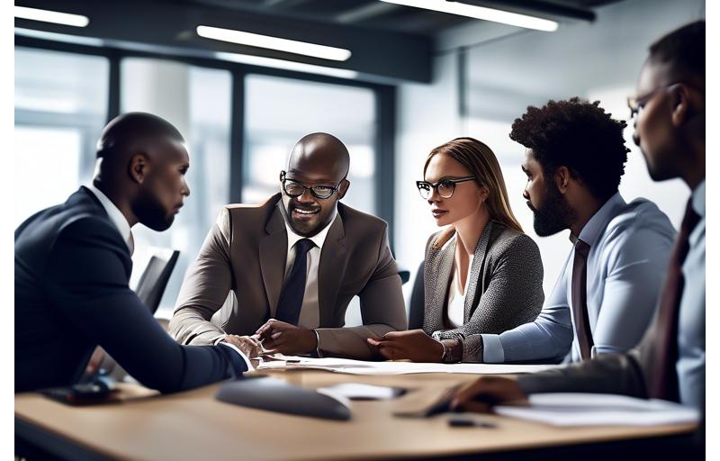 Foto des Teams arbeitet zusammen im Büro