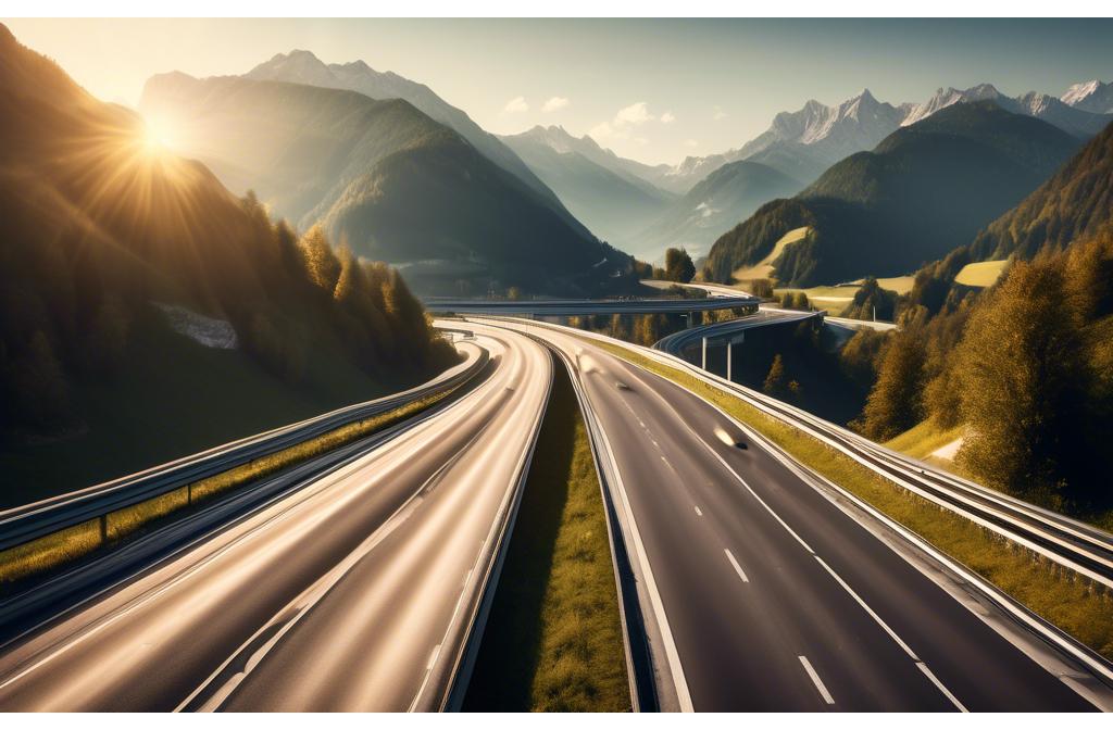 Österreichische Autobahn mit Bergpanorama